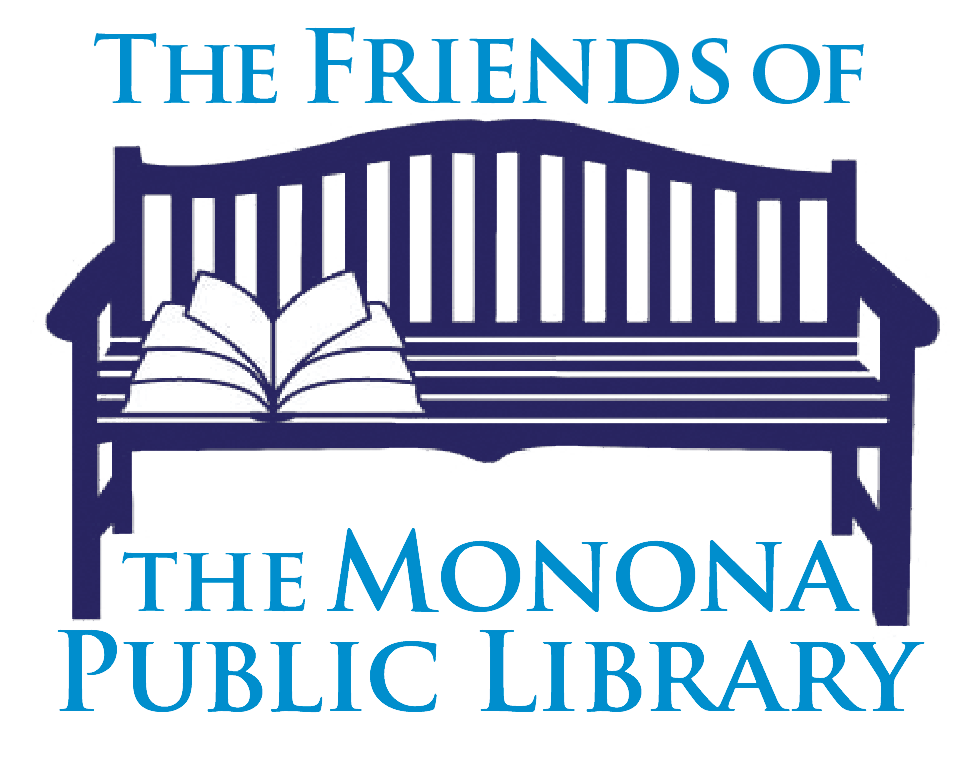 Friends of Monona Public Library logo of a bench with a book on it